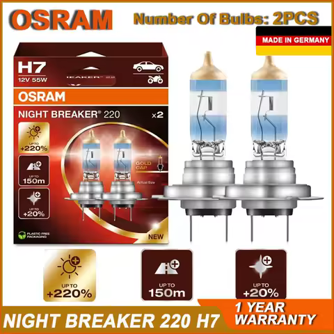 OSRAM Night Breaker 220 H7 64210NB220 Halogen Headlight 12V 55W +220% Power Bright +150m Long Beam Original Car Lamps Germany