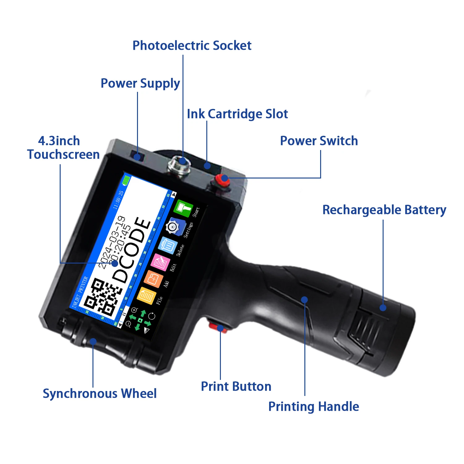 Imagem -04 - Dcode 1750plus 12.7 mm Portátil Impressora a Jato de Tinta Térmica Texto qr Código de Barras Imagem Lote Número Logotipo Data Máquina de Codificação de Etiqueta