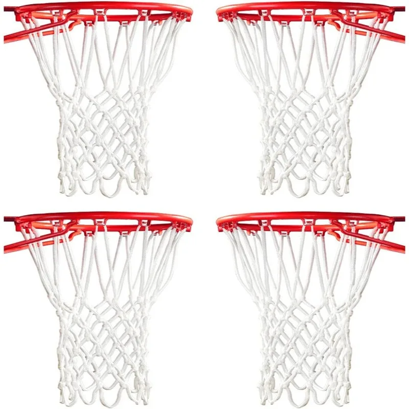 

4 Pcs White Premium Quality Professional Basketball Net Replacement Bold Polyester Woven Rope Basketball Hoop Nets Fits Standard