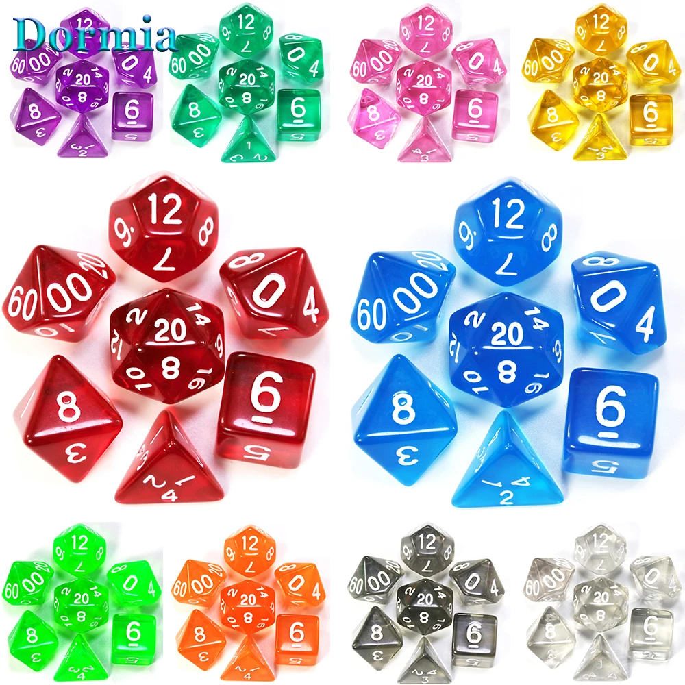 Dice Set DND RPG Dice Kit Cube High Quality Various Transparent Colours Perfect Finish For DND RPG Dados Board Game Accessories