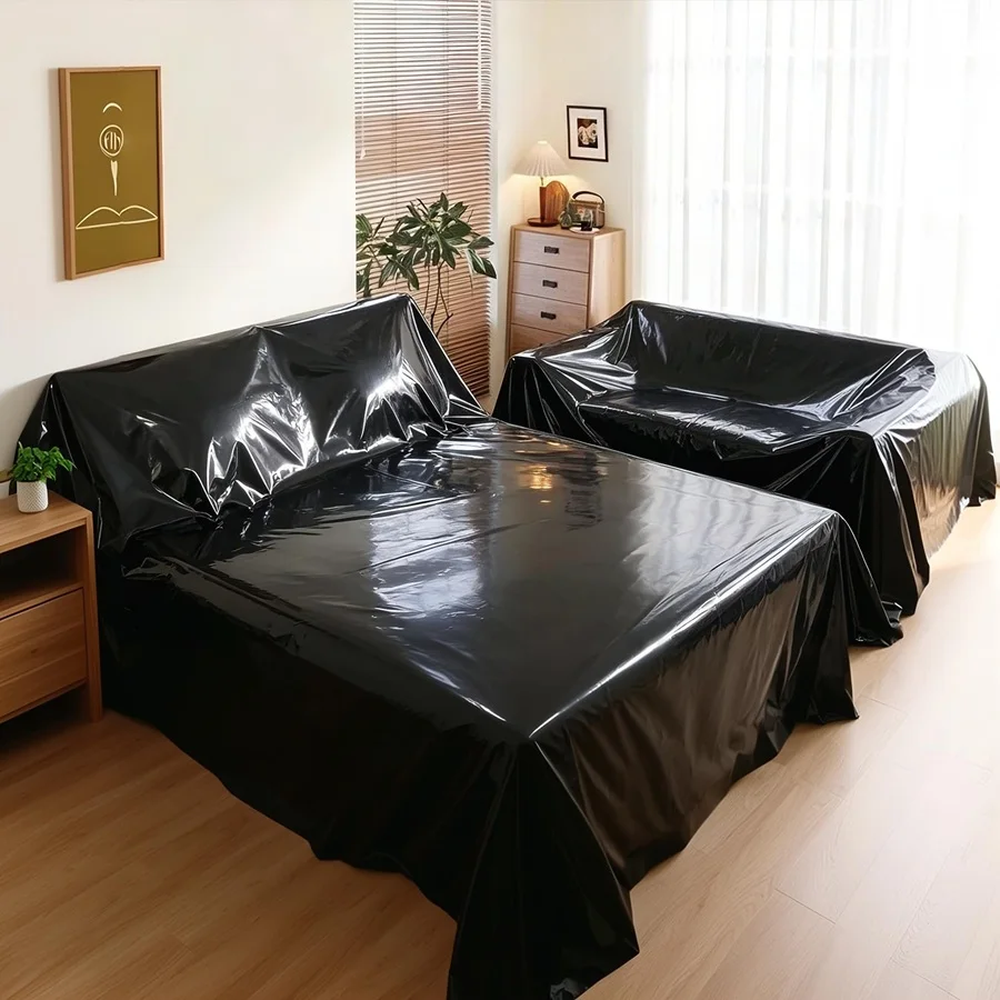 Black Bed Thin Bedspread Waterproof Anti Fouling and Easy To Clean High Quality PVC Household Bedding Protective Plastic  Cover
