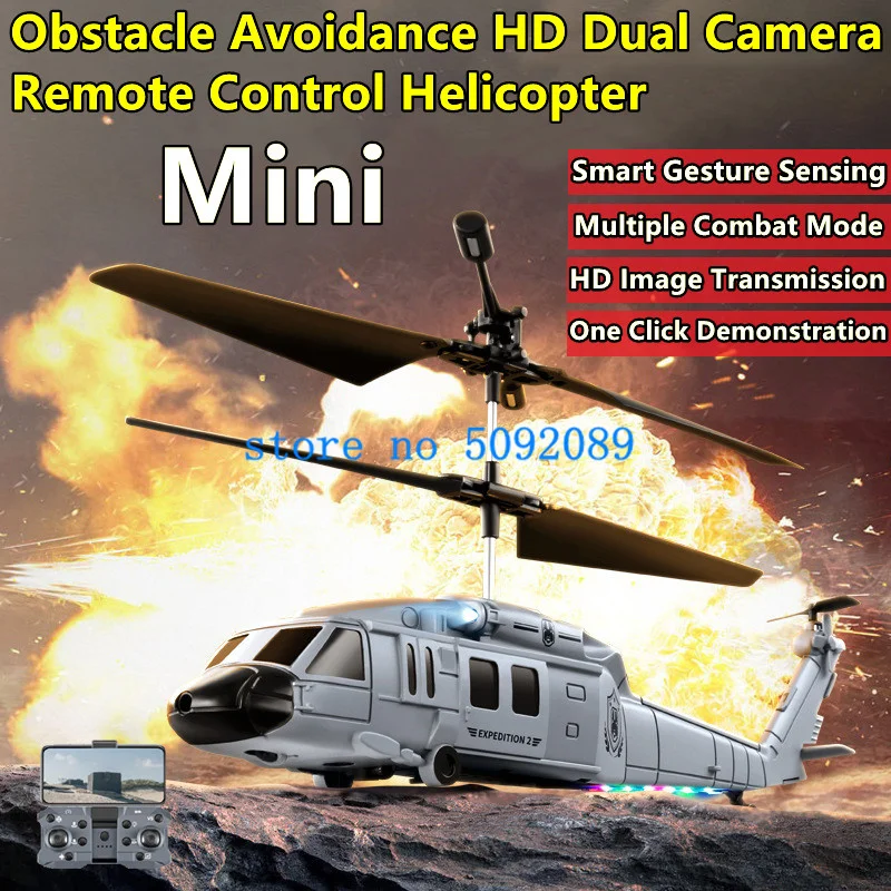 Obstacle Avoidance Mini Remote Control Helicopter 6-Axis Gyroscope HD Camera Smart Hovering Gesture Sensing Light RC Helicopter