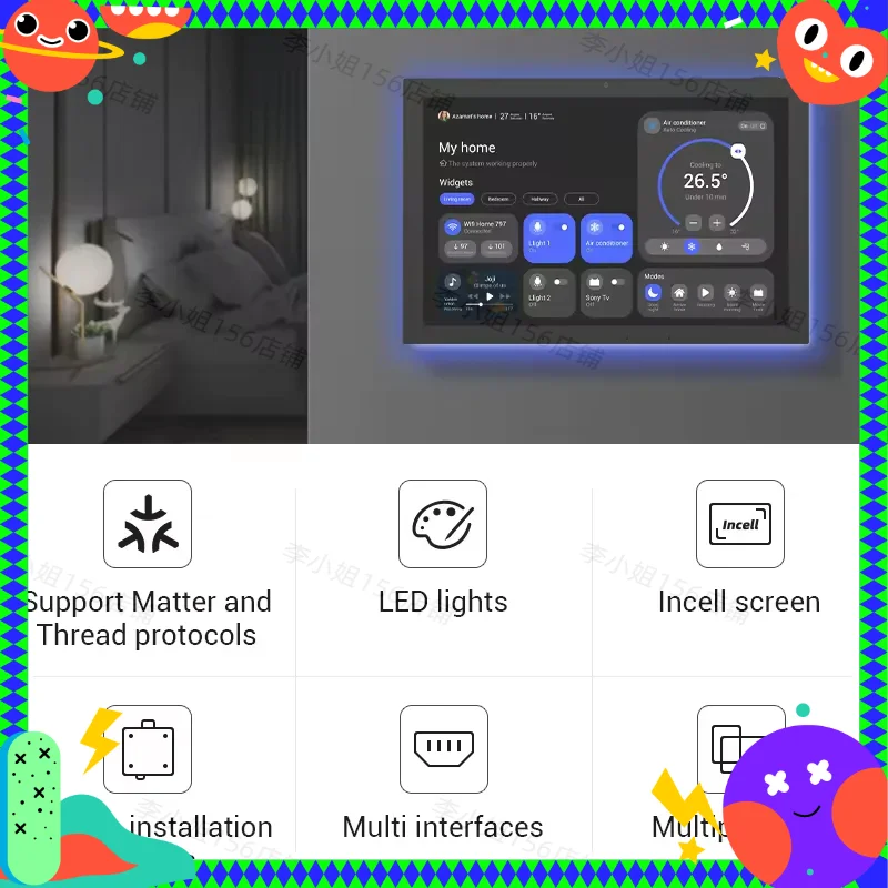 2026new Fast 10.1 Inch Proximity Sendor Smart Home Control Panel, Android 14 8-core 4G+64G Google Home Tablet, POE RGB Light Tuy