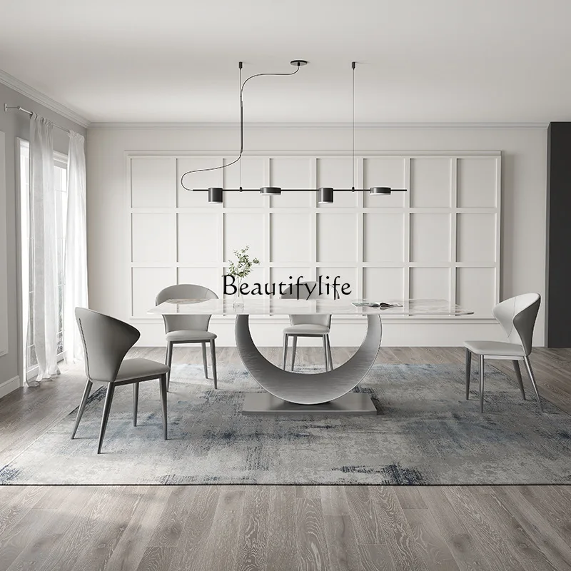 X59 طاولة طعام إيطالية بسيطة بحجم شقة طاولة طعام فاخرة وحديثة وبسيطة #3