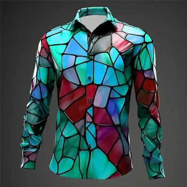 

Slim Fit Long Sve Digital Print irt 3D Printed Cotton T-irt Modern Sle Youth ulartiy Daily Wear Comfortable Cotton
