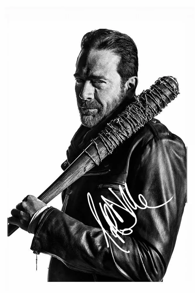 JEFFREY DEAN MORGAN - NEGAN THE WALKING DEAD Signed Print Art Canvas Poster For Living Room Decoration Home Wall Picture