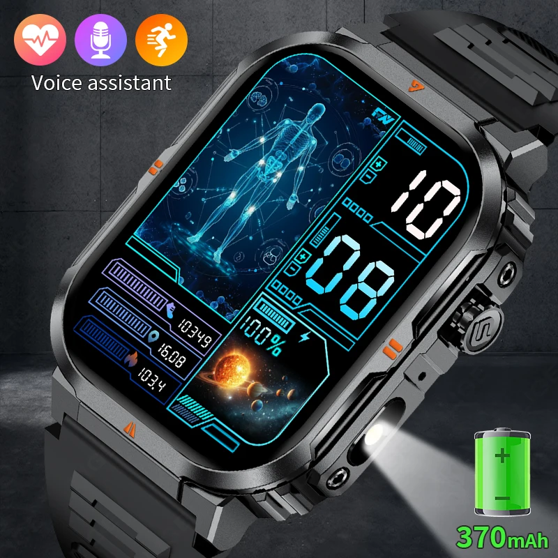 

LIGE New 2.01-inch Men Smart Watch Flashlight 3ATM Outdoor Sports Fitness Tracker Sleep Health Monitor BT Call Smartwatch Women