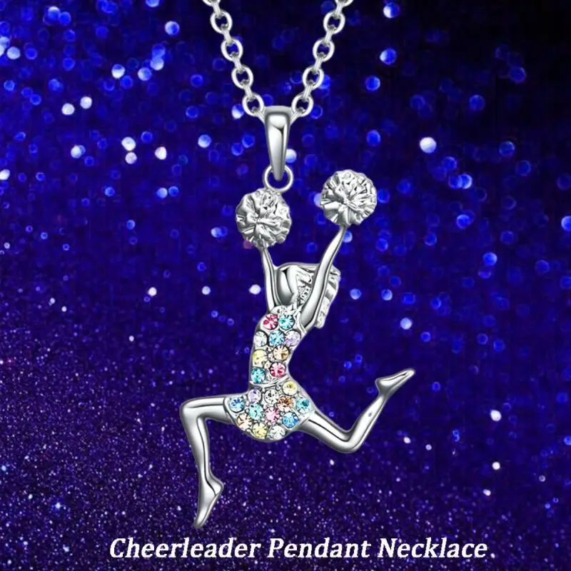 Stylish and Beautiful Shiny Colorful Diamond Vibrant Cheerleader Girl Pendant Necklace, Perfect Gift for Family and Friends