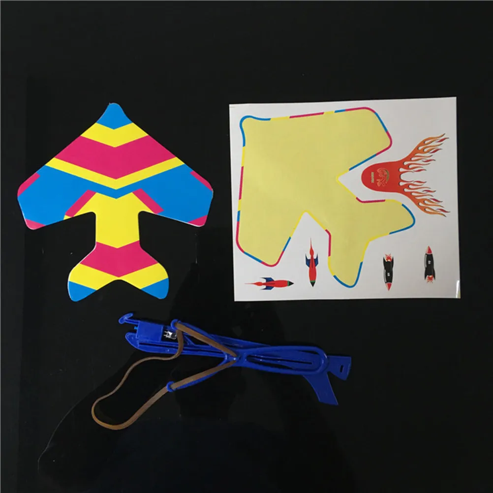 4Pcs LED Light Catapult Airplane Launcher Rubber Band Glider DIY Sticker Outdoor Kids Creative Flying Game Airplane