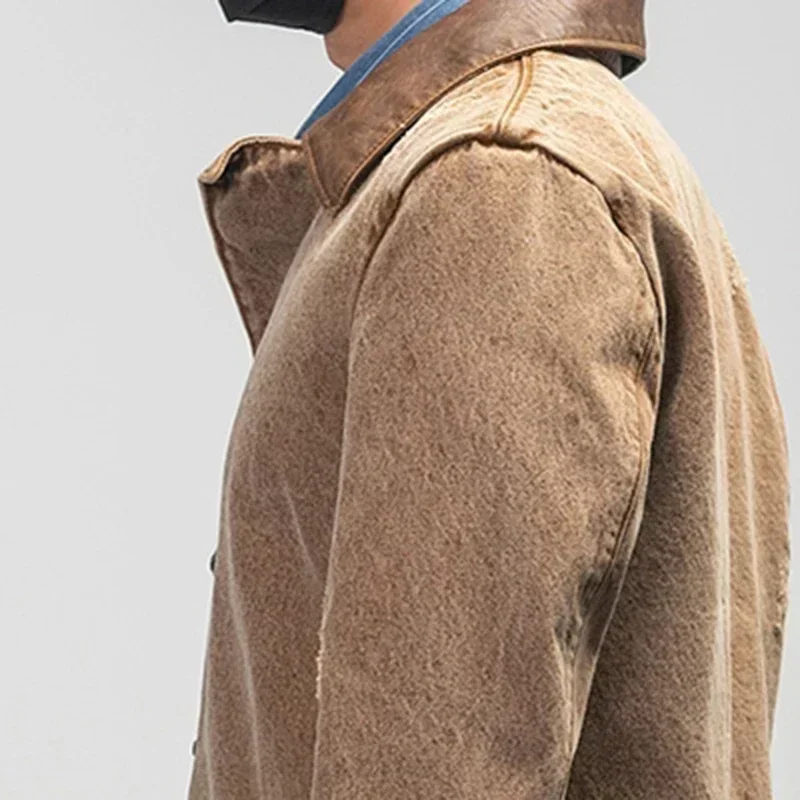 Jogo rdr2 arthur morgan mesmo estilo jaqueta ocidental denim cosplay trajes jaqueta marrom e camisa azul para homem