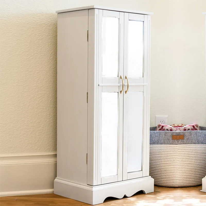 Light luxury, solid wood, double door, multi-drawer, with mirror, jewelry, home storage display cabinet