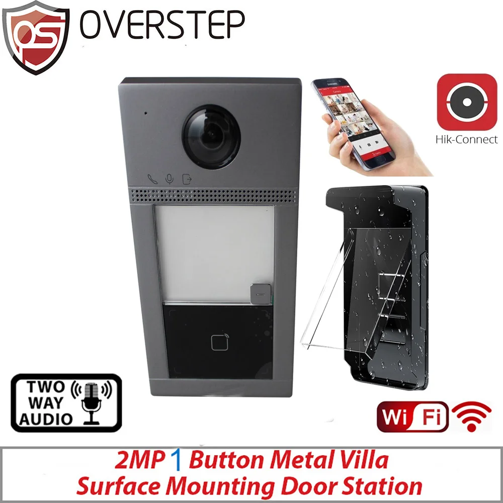 Mutil language Wifi 1 Button Metal Villa Door Station POE Internal Mifare Card Reader 2MP Video Intercom Wifi DS-KV8113-WME1(C)