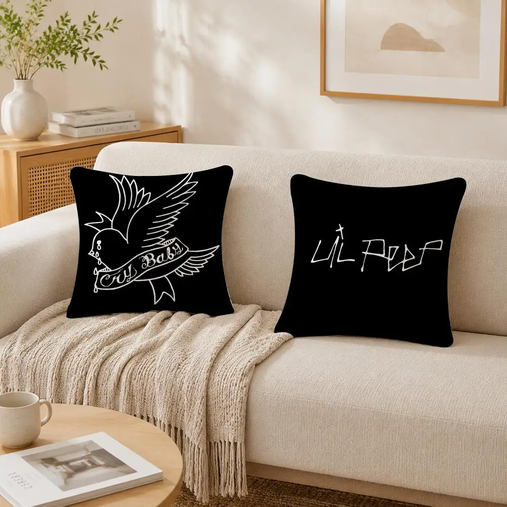 Pop Rap Album L-Lil Peep Hip Cushion Cover Plush Decorative Pillow Case With Hidden Zipper Fashion Room Decor For Home