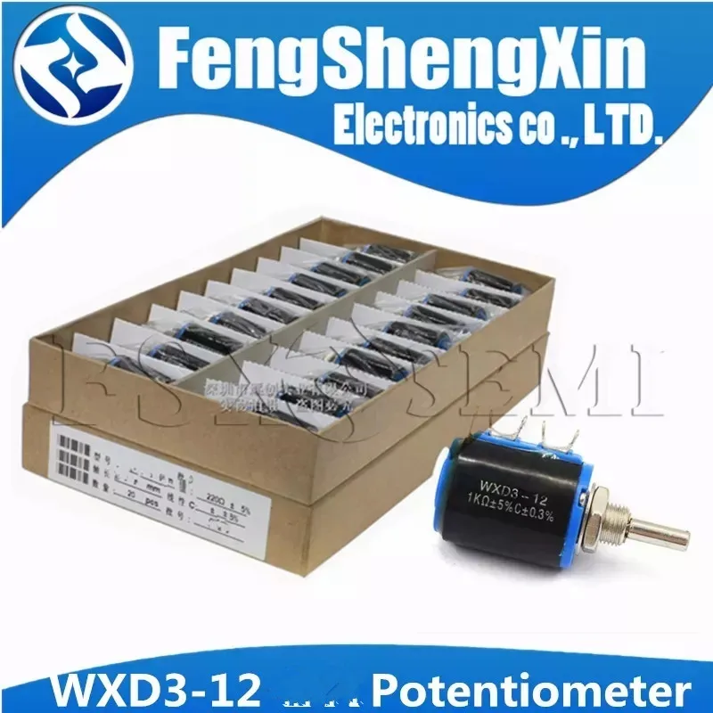 

20pcs WXD3-12 1W 100 220 470 1K 2K2 3K3 4K7 10K 22K 33K 47K Ohm 100R 220R 470R 2.2K 3.3K 4.7K WXD3-12 1W Wirewound Potentiometer