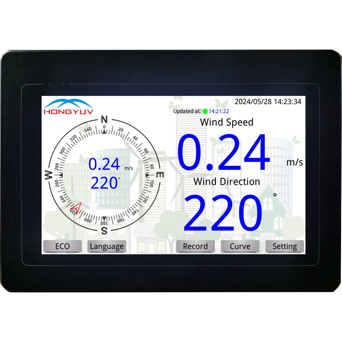 data logger display console recorder logging for  R. M. Young Vaisala ultrasonic wind sensor