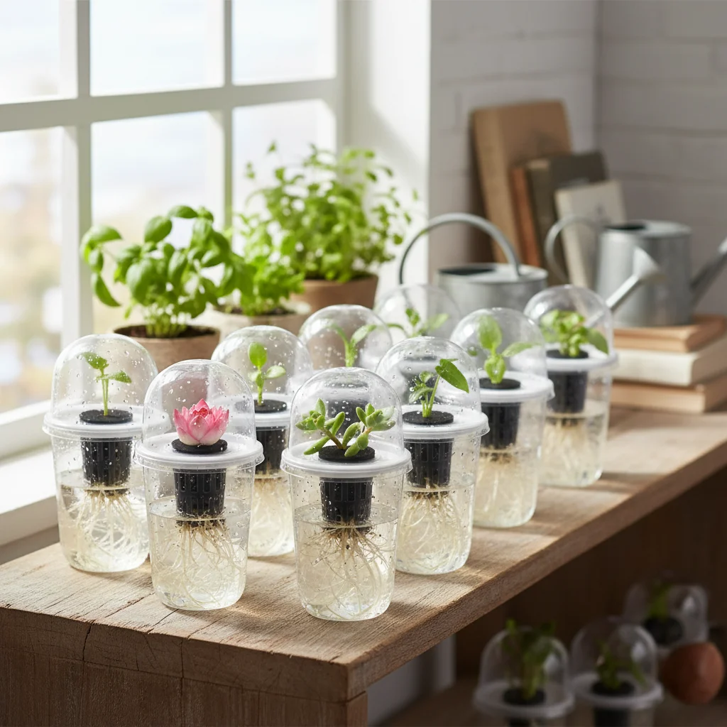 

Набор из 6 прозрачных гидропонных цветочных горшков с разделением на сухую и влажную зоны для суккулентов и рассады