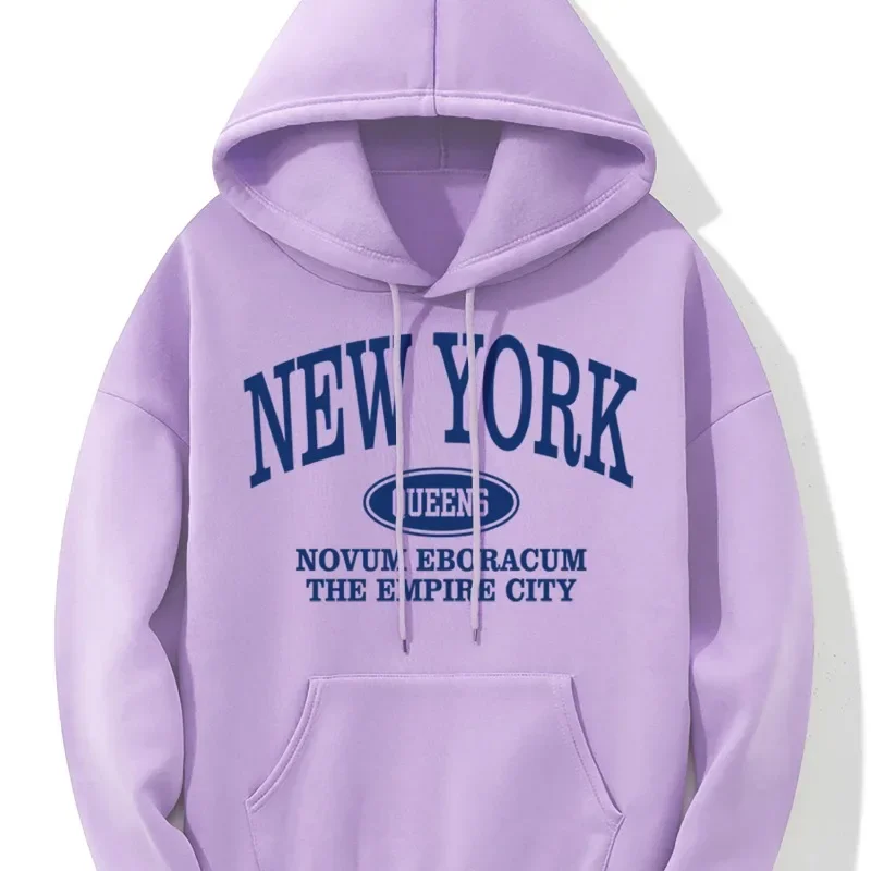 New Fashion Sweater New York Letter Print Kangaroo Pocket Hoodie, Casual Long-sleeved Drawstring Hoodie, Go Out and Wear A Top