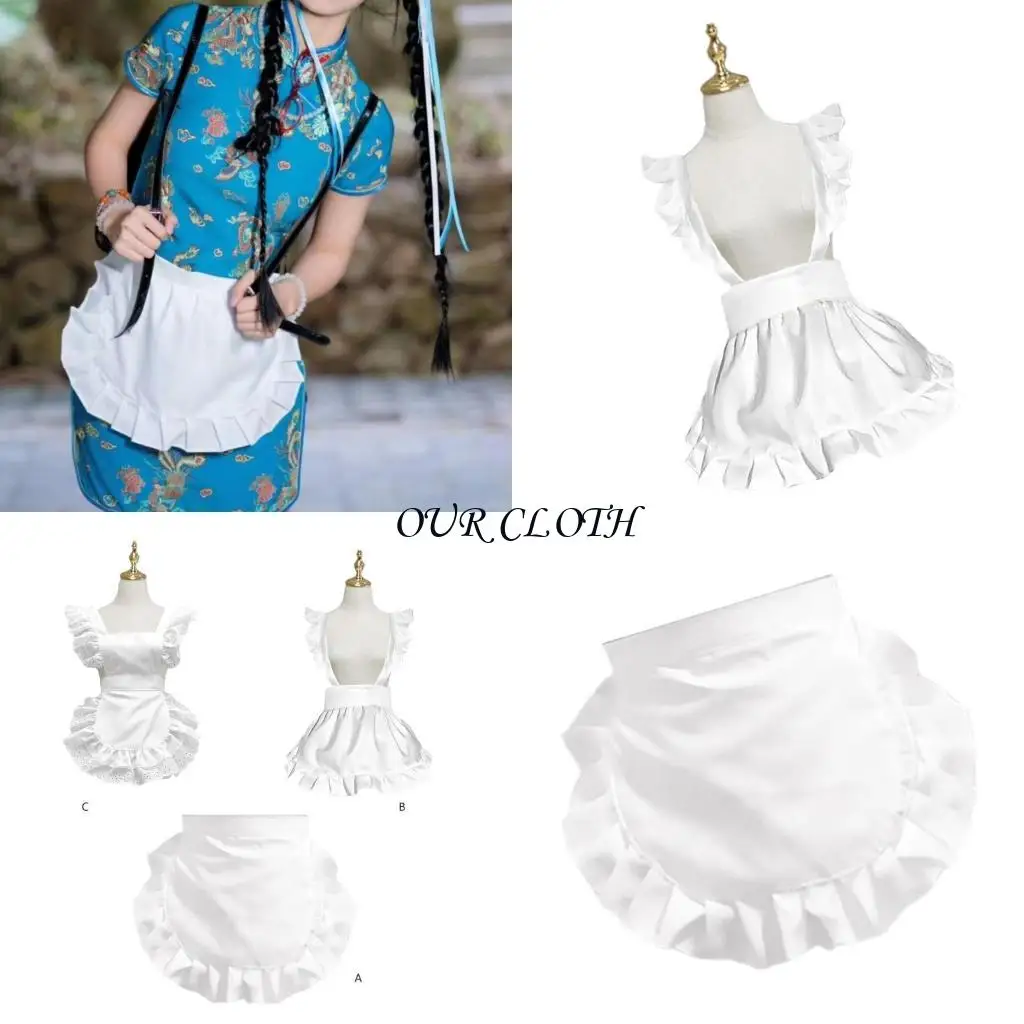 

Women Maid Apron Ruffled Waist Apron Halloween Maid Costume Accessories Kitchen Cooking Apron for Baking Gardening Y1AC