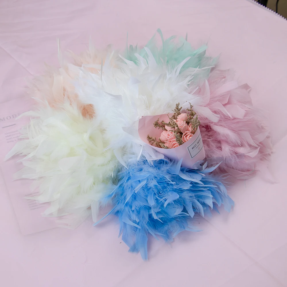 2/5/10 Meter Hochwertige Truthahnfedern-Borte 10-15cm Federschmuck für DIY Hochzeitskleid Kleidung Nähen Dekoration
