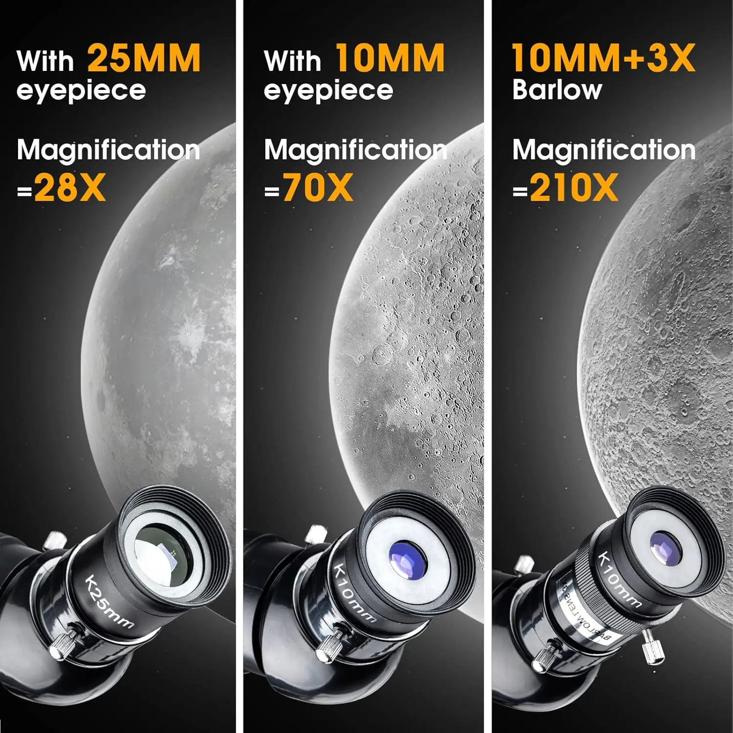 70 mm Aperture 700 mm Refractor Portable Telescope for Adults Beginners for Viewing Moon Planets Stargazing with Tripod Phone Ad