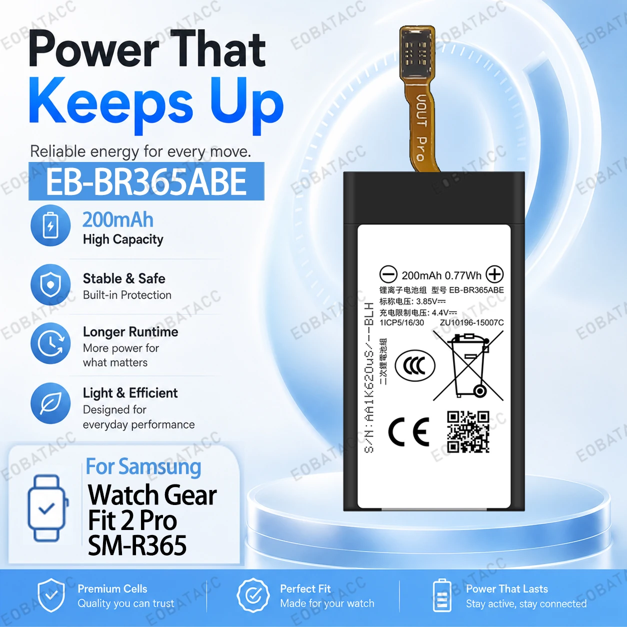 Совершенно новая батарея EB-BR365ABE емкостью 200 мАч для Samsung Watch Gear Fit 2 Pro/SM-R365, набор инструментов для ремонта батареи