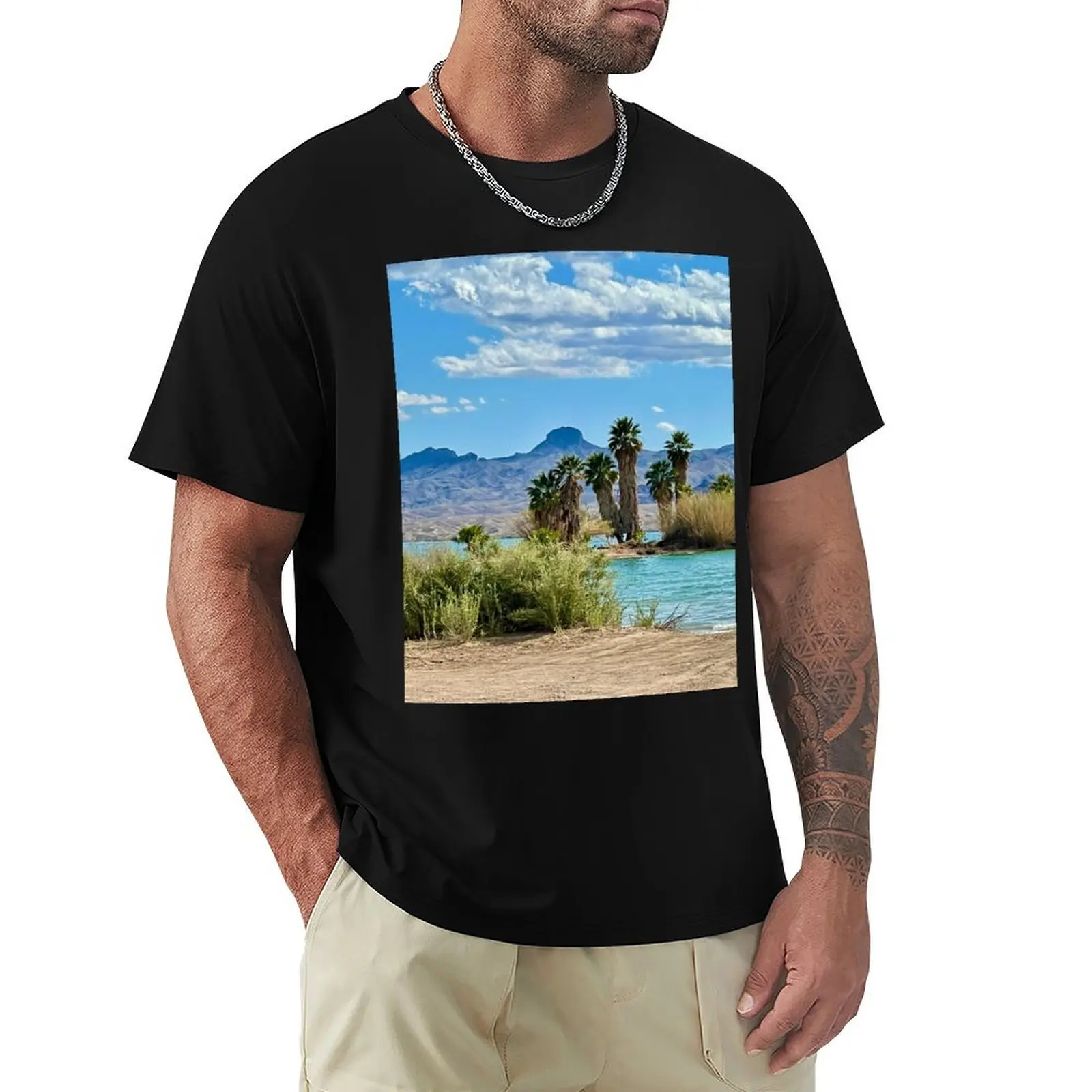 

Oasis in the desert T-Shirt anime figures summer top T-shirts for men cotton