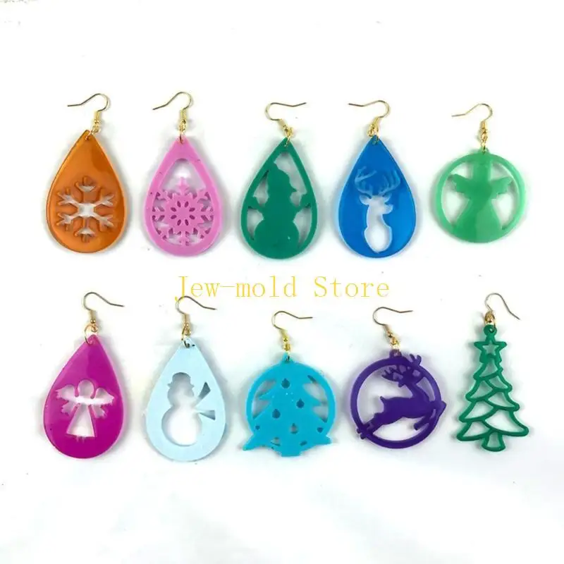 C71B عيد الميلاد قلادة أقراط قالب الراتنج قالب قالب الجمال الصغيرة DIY بها بنفسك الحرفية #4