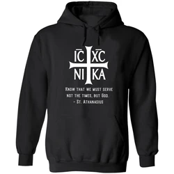 Eastern Orthodox IC XC NIKA Cross Inscriptions Christian Pullover Hoodie 100% Cotton Comfortable Casual Mens Sweatshirt