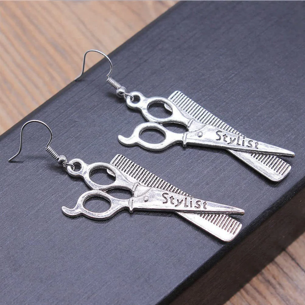 1 زوج مقص مشط مجفف شعر سبيكة استرخى أقراط للنساء مصمم الأزياء الأذن مجوهرات هدية الإناث الأذن هوك ديكور