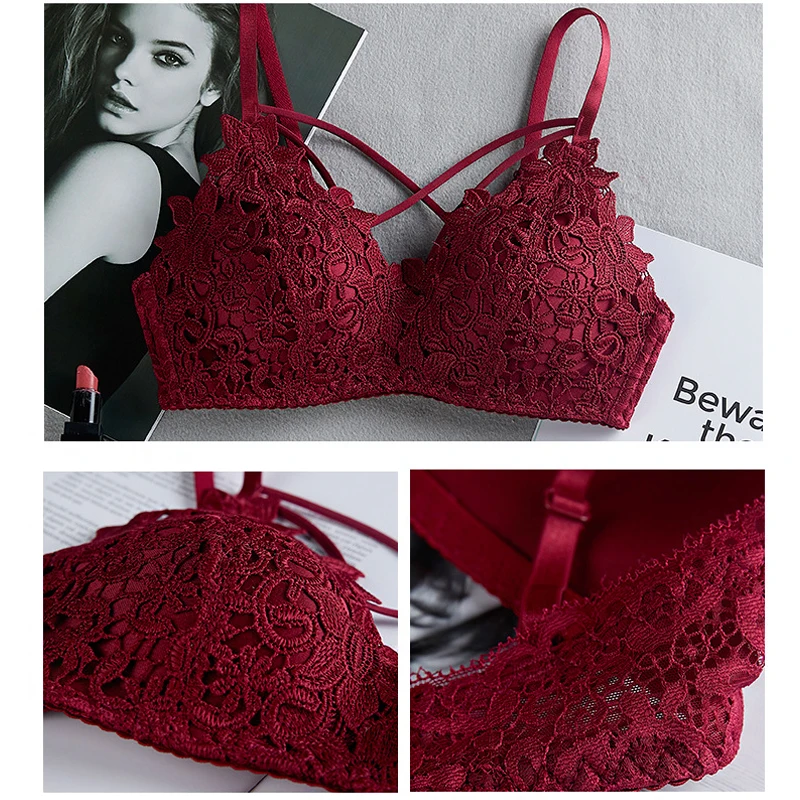 Sexy Women Lace Floral Embroidery Bralette Sexy Lingerie Comfort Seamless Adjusted Bras For Women Wireless Push Up Bra Underwear