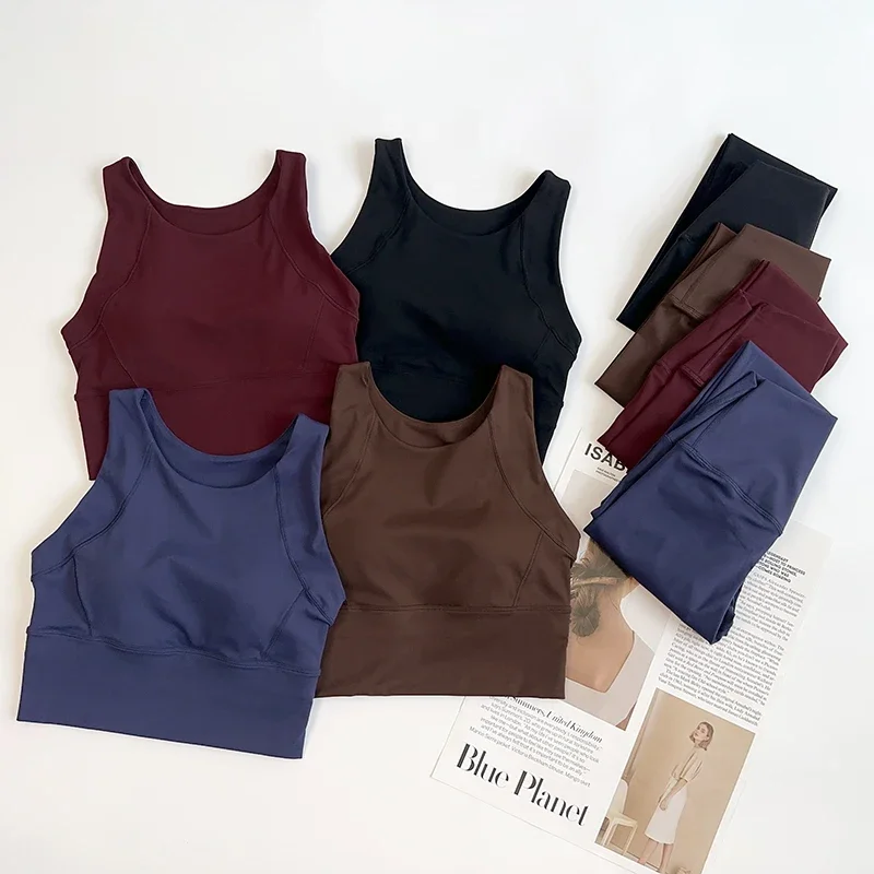 طقم يوجا نسائي عالي المرونة مكون من قطعتين مع حمالة صدر رياضية وسراويل ضيقة عالية التمدد مع بدلة رياضية نسائية كوستر #2