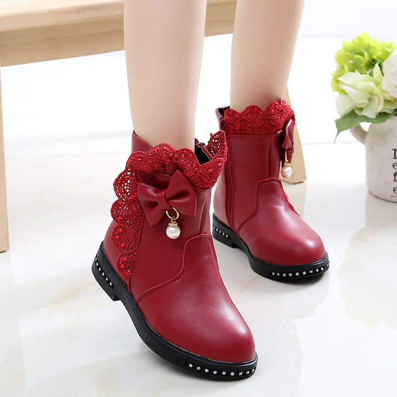 2025Children Mid Length Warm Leather Boot Cute Children Cotton Shoe Plush Winter New Childrens Cotton Boot Girls Boots Botas