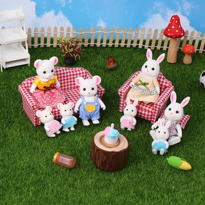 2/3/4PCS Simulation Forest Rabbit Bear Elephant Family Doll Dollhouse Figures Small Animal Dolls DIY Kids Pretend Play Toy New