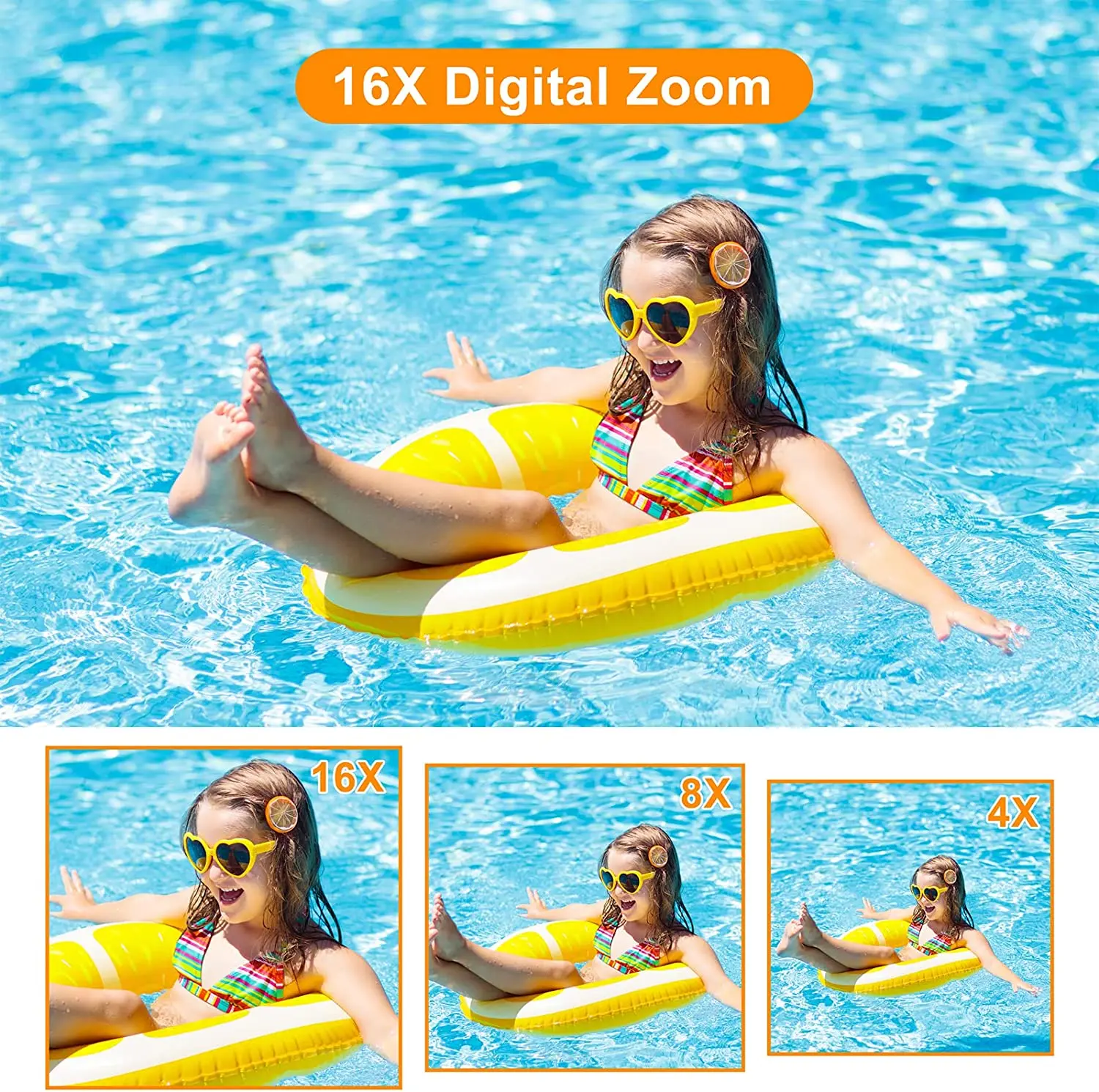 Fotocamere ricaricabili per bambini digitali HD 2.4 P da 1080 pollici con fotocamera compatta con Zoom 16x telecamere da 44mp per regalo per ragazze