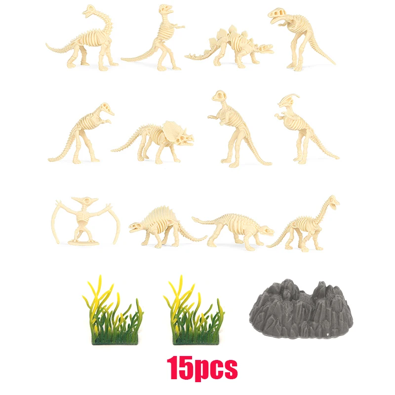 Miniature dinosaur fossil model set, children's toy set, realistic dinosaur model ornaments and decorations.