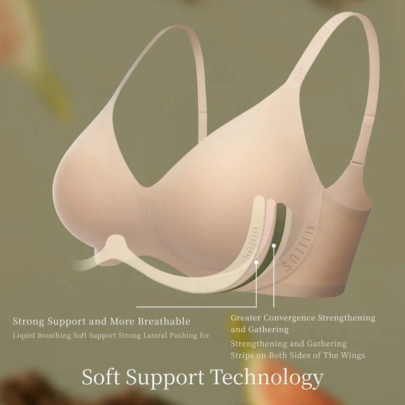 SUJIIN Seamless Bras for Women Sexy Push Up Wireless Female Underwear Soft Support Bralettes V-Neck Lady Thin Comfort Bra MX222