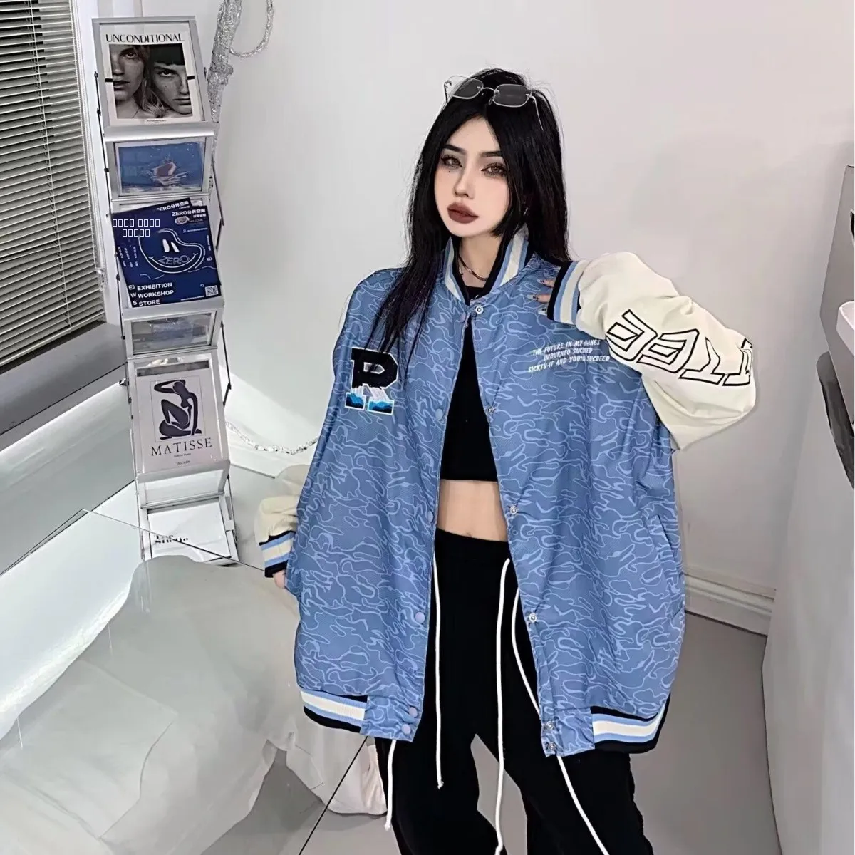 

New Baseball Jaet ex Casual Sports Outerwear Loose Fit Spring Autumn Trendy Versatile Faionable Stand Fit Long Sve