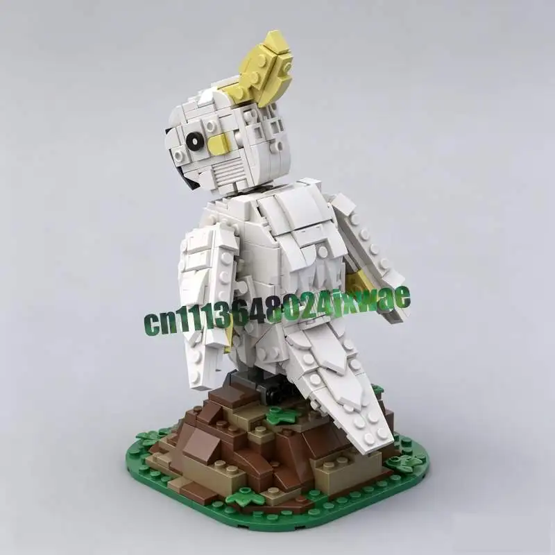 539 Parts Sulphur-Crested Cockatoo Bird Animal Model Custom Puzzle DIY Creative Assembly Educational Toy Blocks Collection Gifts