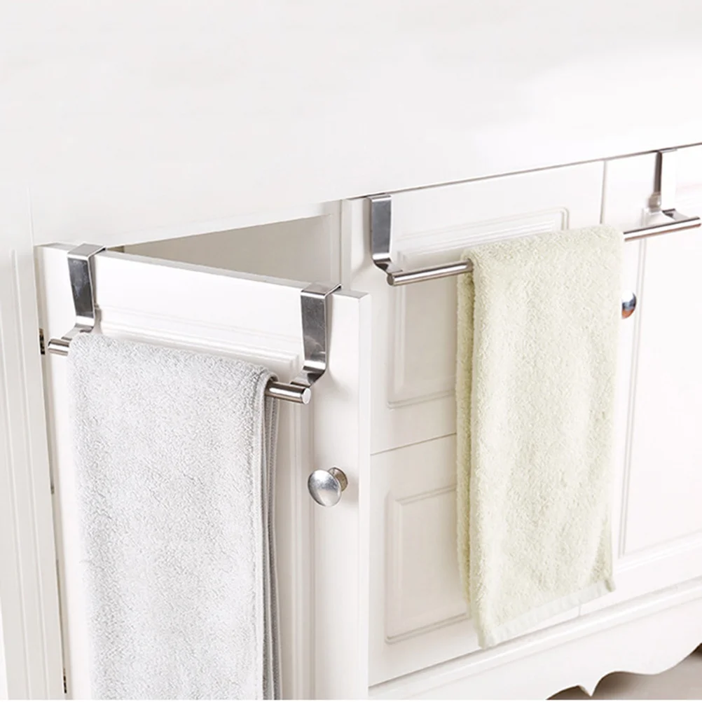 

Stainless Steel Towel Rack Adjustable Telescopic Rod Hangable No Punch Installation Traceless Design For Bathroom Kitchen Closet