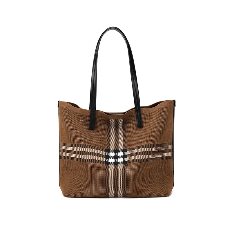 

Handbag Single-shoulder Bag Striped Tote Bag Large Capacity Leisure Daily Commuting Business Computer Handbag ショルダーウォレット