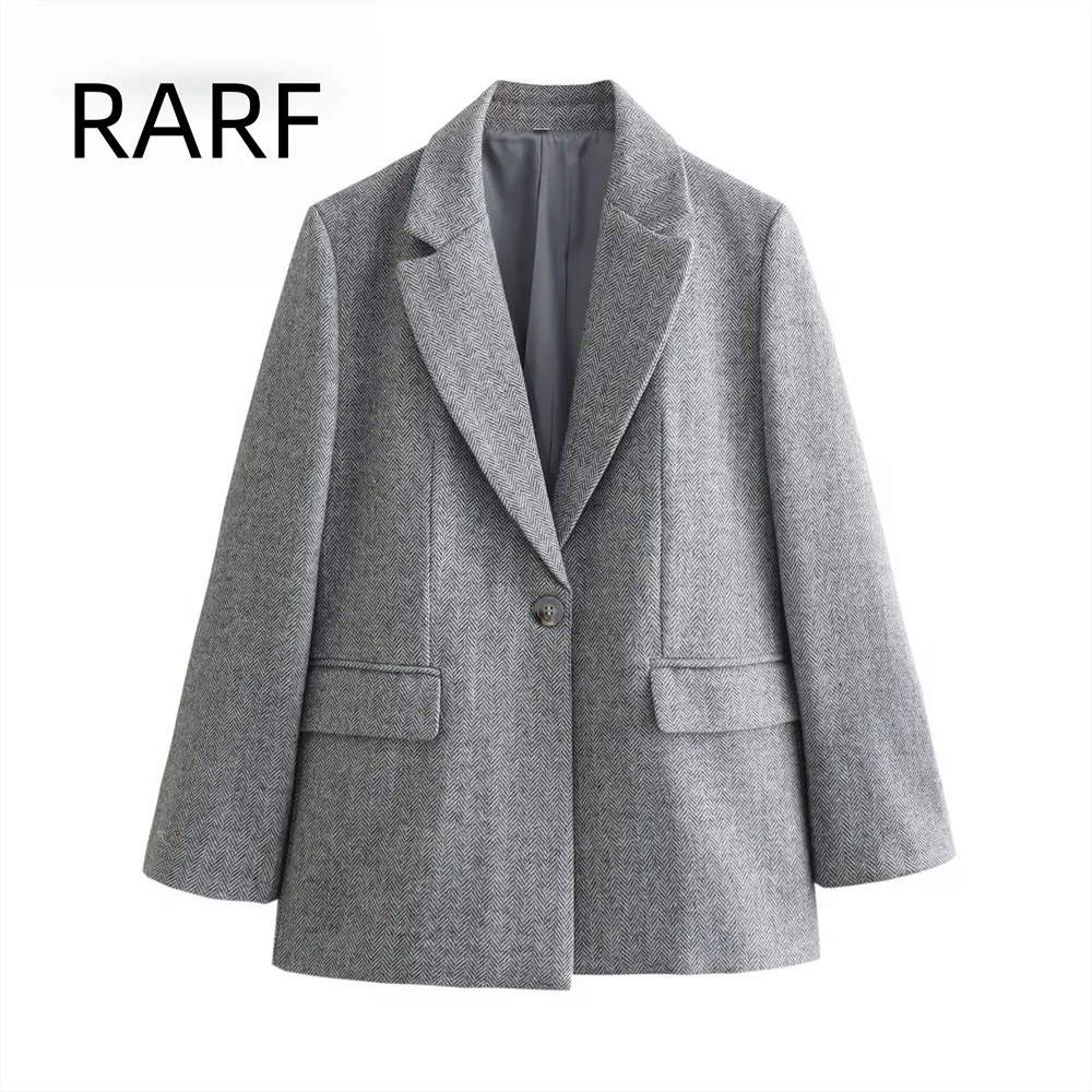 

2024 Autumn/Winter New Product Women's Versatile Blended Straight Tube Long Sleeve Collar Suit Coat