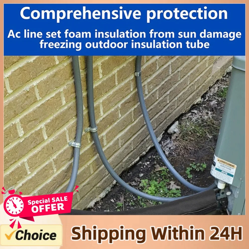 Portable AC Hose Insulation Sleeve 3 Layer AC Duct Insulation Wrap HVAC Copper Pipe Insulation Cover Protector for Outside