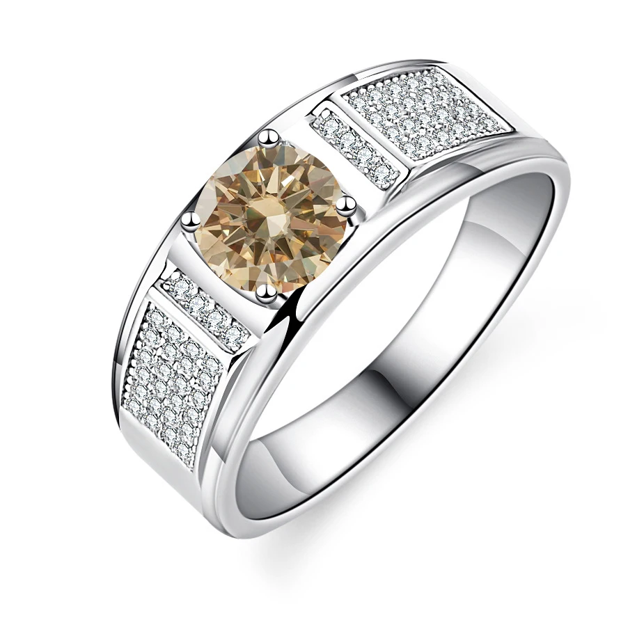 Men's 1.0 Carat Moissanite Engagement Ring, 18K White Gold