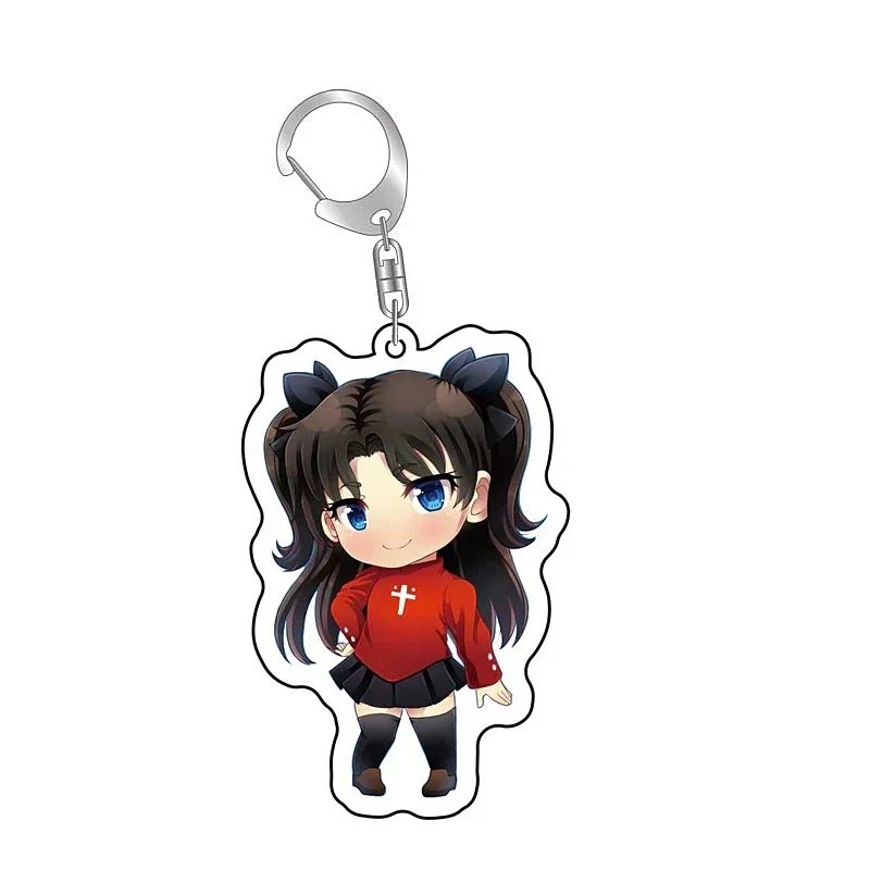 Fate Stay Night Tohsaka Rin Altria Pendragon Cartoon Keychain Kawaii Keyring Bag Parts & Trendy Gift Baji Accessory