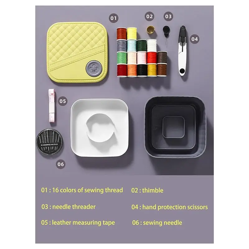 Limited Stock-FF Sewing Box Portable, DIY Sewing Supplies Kit, With Threads, Needles, Scissors, Ruler