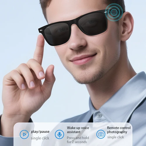 Imagen 2 del producto VALDUS A01 gafas inteligentes hombres mujeres traducción Control táctil música llamada cámara asistente de voz 2025 nuevas gafas de sol Bluetooth Ai