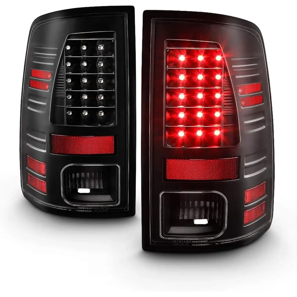 

- Fits 2013-2018 Ram 1500 2500 3500 Pickup Lumiled LED Type Black Tail Lights Brake Lamp Pair Driver Left+Passenger Right
