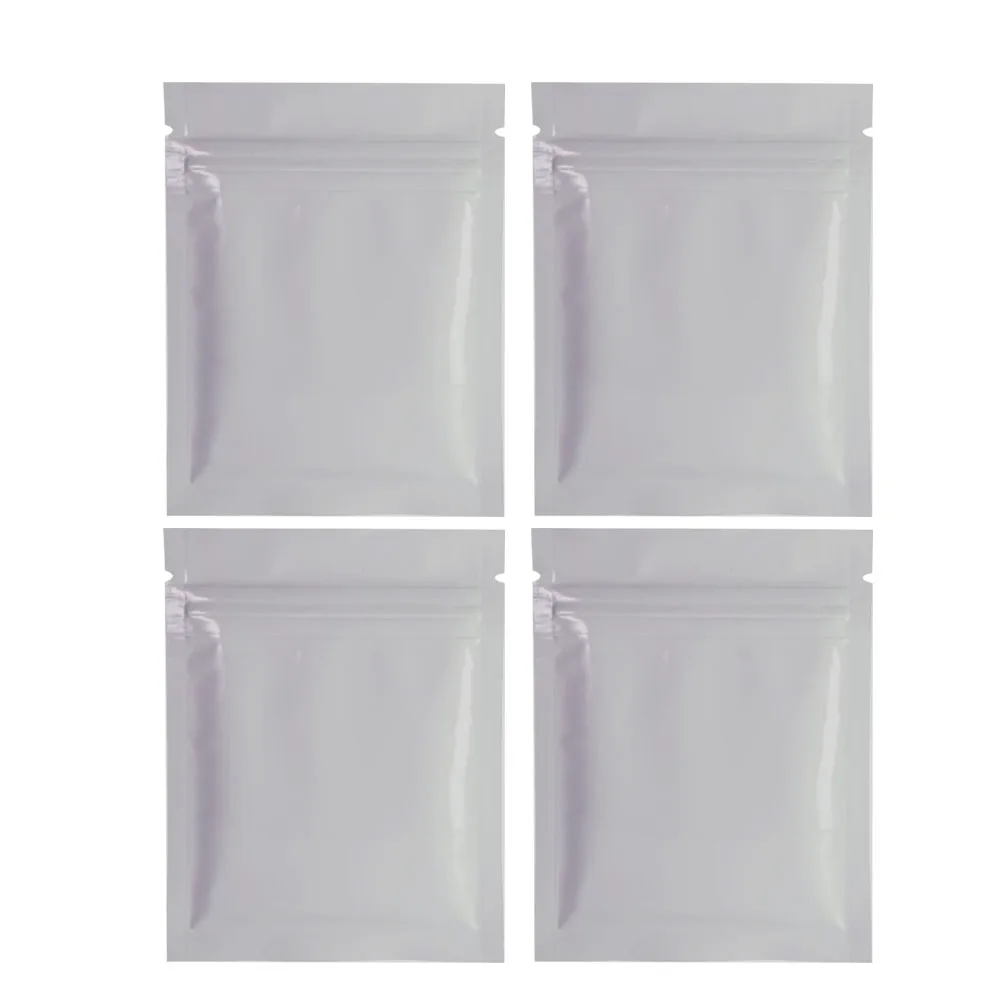 

100 Pcs Aluminum Foil Food Bags Reusable Self Sealing Zipper Storage Packaging White Plastic Bulk Home Office School