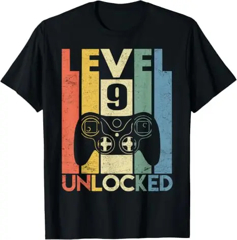 Level 9 Unlocked Video Gamer Vintage T-Shirt Jungenmode 9 Jahre alt Kleidung Y2k 9. Geburtstagsgeschenk für Söhne Neffe Gaming-T-Shirt – Detail 6