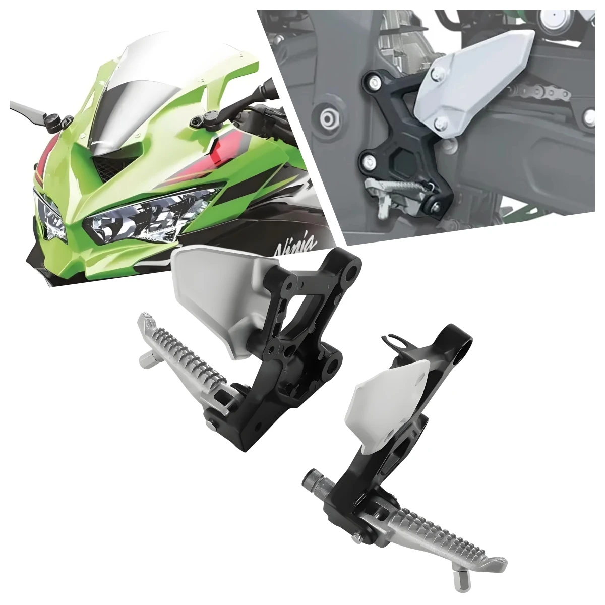 For Kawasaki Ninja ZX-4R ZX-4RR 2023-2024 ZX-25R 2020-2024 Motorcycle Acsessories Front Driver Foot Pegs Footrest Bracket.